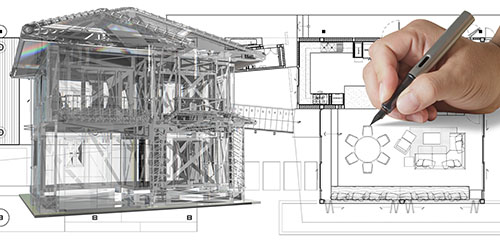 house model on blue print